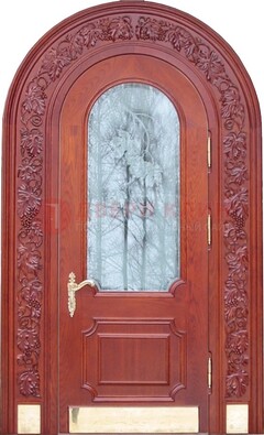 Толстая металлическая арочная дверь со стеклом ДА-20 в Севастополе