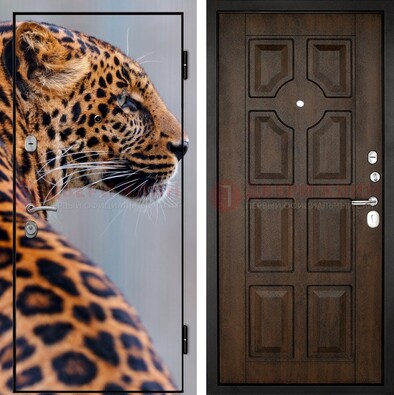 Металлическая дверь с фотопечатью леопарда ДФ-26 в Севастополе
