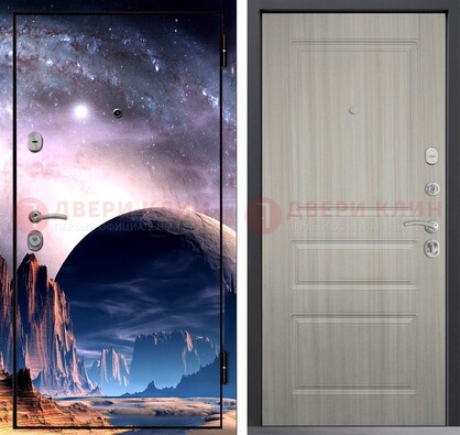 Железная дверь с фотопечатью космоса и планеты ДФ-50 в Севастополе