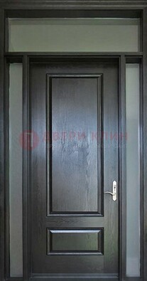 Черная металлическая дверь с фрамугами и стеклом ДФГ-24 в Севастополе