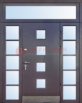 Современная железная дверь со стеклом и фрамугами ДФГ-4 в Севастополе