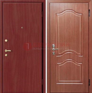 Красная металлическая дверь с ламинатом МДФ внутри ДЛ-8 в Севастополе