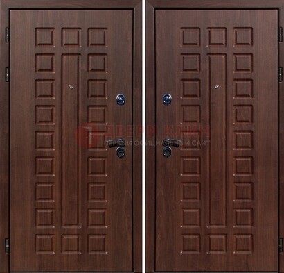 Коричневая железная дверь с МДФ снаружи ДМ-113 в Раменском