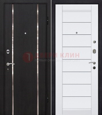 Черная входная дверь с МДФ и декоративными вставками ДМ-143 в Севастополе