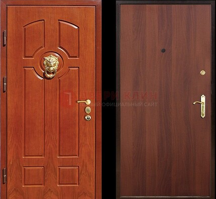 Оранжевая стальная дверь с МДФ ламинат внутри ДМ-18 в квартиру в Севастополе