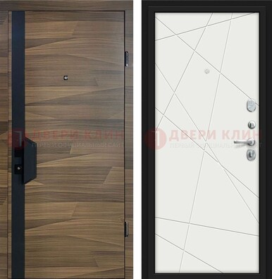 Стальная коричневая дверь МДФ c черной вставкой ДМ-267 в Севастополе