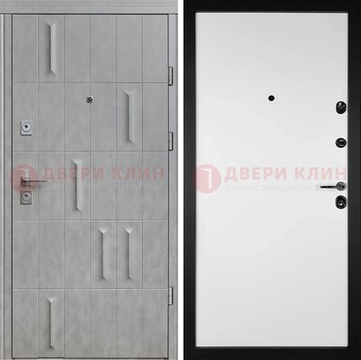 Серая стальная дверь с рисунком МДФ и внутри Белый ясень ДМ-280 в Севастополе