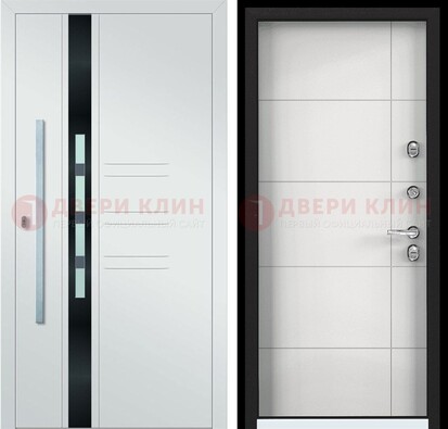 Металлическая дверь в белом цвете с МДФ ДМ-323 в Севастополе