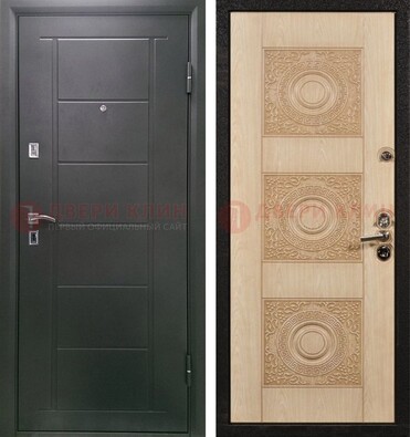 Темная железная дверь с МДФ в квартиру ДМ-344 в Севастополе