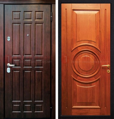 Темная филенчатая металлическая дверь с МДФ ДМ-349 в Севастополе