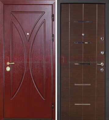 Темно-красная железная дверь с МДФ ДМ-370 в Севастополе