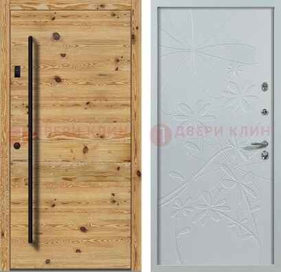 Металлическая дверь с МДФ в светлом цвете ДМ-412 в Севастополе