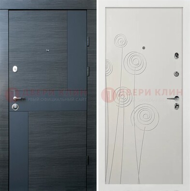 Серая квартирная дверь МДФ с узором ДМ-452 в Севастополе
