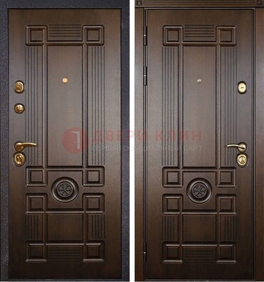 Квартирная коричневая железная дверь с МДФ ДМ-45 в Севастополе