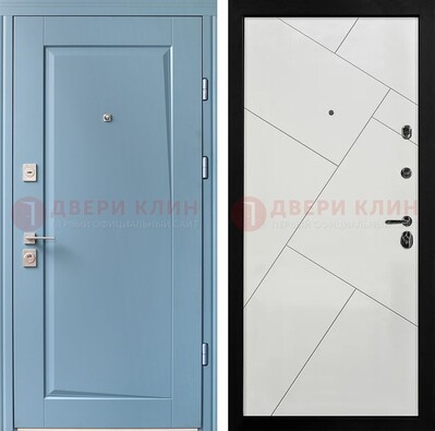 Синяя железная дверь с МДФ панелями ДМ-491 в Севастополе