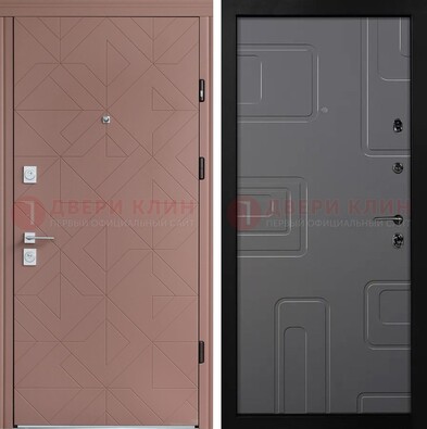 Красная стальная дверь в квартиру с МДФ хайтек ДМ-493 в Севастополе
