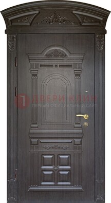 Темная уличная дверь с массивом дуба с узором ДМД-58 в Севастополе
