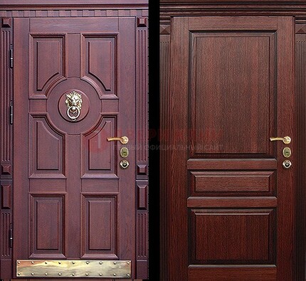 Темная входная дверь с массивом дуба с декоративной вставкой ДМД-6 в Севастополе