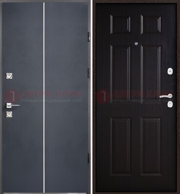 Железная дверь с порошковым покрытием и отделкой Темный орех внутри ДП-211 в Севастополе