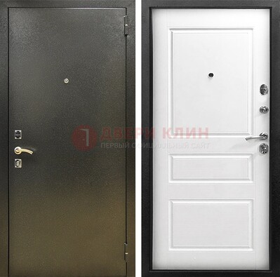 Входная дверь Темное серебро с порошковым напылением и белой МДФ ДП-272 в Севастополе
