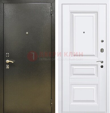 Железная темно-серая дверь с порошковым напылением и белой МДФ ДП-274 в Севастополе