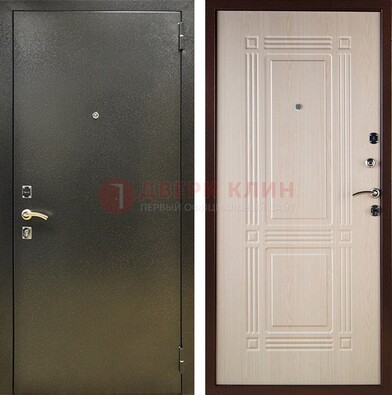 Стальная темно-серая дверь с порошковым напылением и МДФ Белый дуб ДП-277 в Севастополе