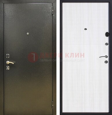 Стальная темно-серая дверь с порошковой отделкой и МДФ Белый ясень ДП-279 в Севастополе