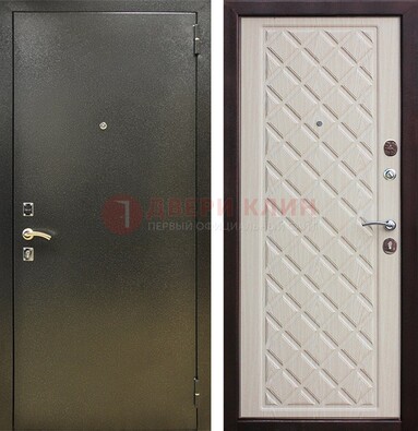 Темно-серая железная дверь с порошковым покрытием и филенчатой МДФ ДП-289 в Севастополе