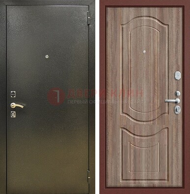 Темно-серая входная дверь с порошковым покрытием и коричневая МДФ ДП-290 в Севастополе
