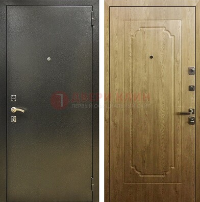 Темно-серая входная дверь с порошковым покрытием и МДФ Золотой дуб ДП-291 в Севастополе