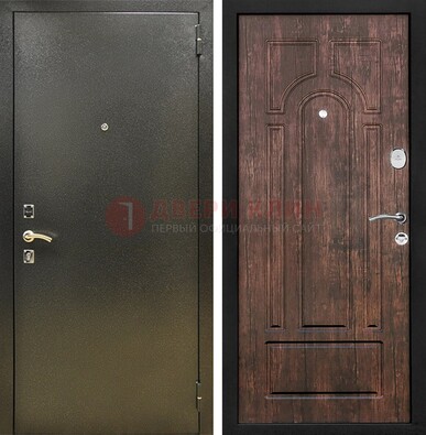 Темно-серая металлическая дверь с порошковым покрытием и МДФ коричневая ДП-292 в Севастополе