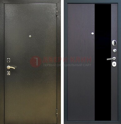 Входная темная дверь с порошковым покрытием и МДФ со стеклом ДП-294 в Севастополе