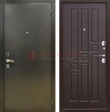 Входная темно-серая дверь с порошковым напылением и коричневой МДФ ДП-301 в Севастополе