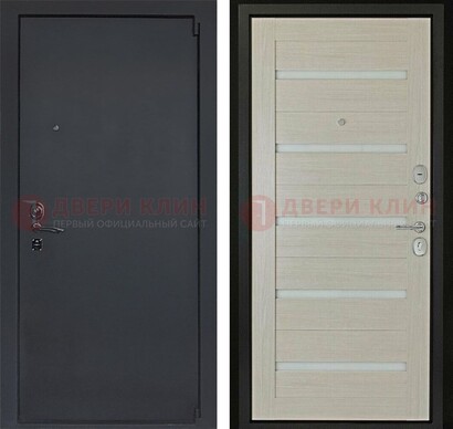 Черная стальная дверь с порошковым окрасом и стеклом ДП-309 в Сургуте
