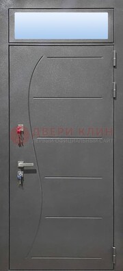 Чёрная входная дверь с порошковым окрасом и стеклом ДП-313 в Севастополе
