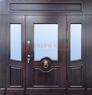 Филенчатая металлическая дверь с панелью МДФ и стеклом ДПР-102 в Севастополе