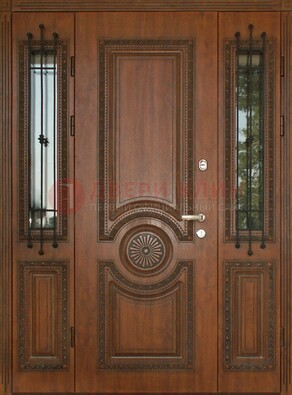 Парадная распашная стальная дверь Винорит со стеклом ДПР-106 в Смоленске