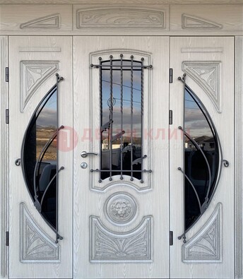 Большая парадная дверь Винорит со стеклом и ковкой ДПР-108 в Севастополе