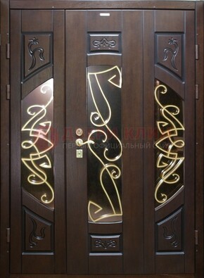 Парадная дверь со стеклом и ковкой ДПР-1 в каркасный дом в Севастополе
