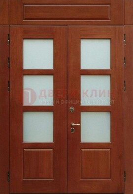 Металлическая парадная дверь со стеклом ДПР-69 для загородного дома в Севастополе