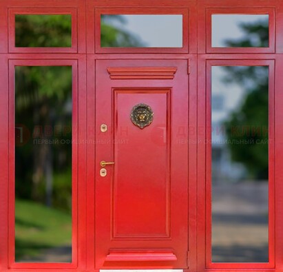 Красная парадная дверь для частного дома ДПР-88 в Севастополе
