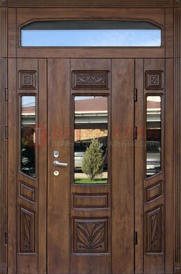 Парадная стальная дверь Винорит со стеклом и резьбой ДПР-97 в Севастополе