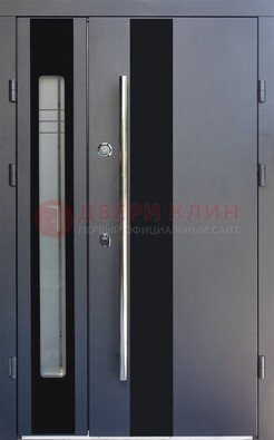 Серая стальная дверь со стеклом ДС-11 в Севастополе