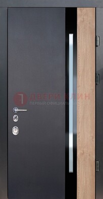 Черная металлическая дверь МДФ со стеклом ДС-14 в Севастополе