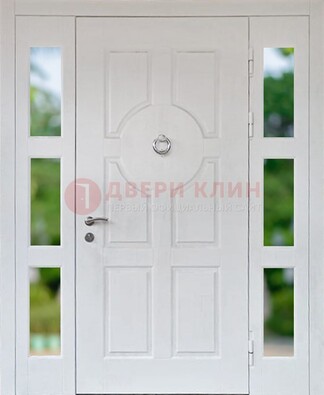 Белая стальная дверь со стеклом и фрамугами ДС-20 в Севастополе