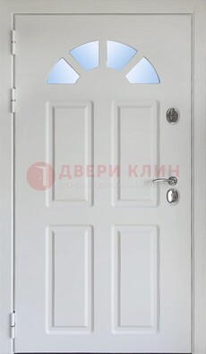 Белая стальная дверь МДФ со стеклом для дома ДС-37 в Севастополе