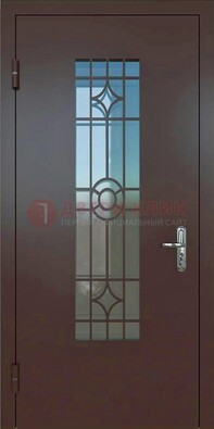 Входная металлическая дверь со стеклом для дома ДС-6 в Севастополе