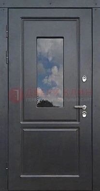 Чёрная металлическая дверь со стеклом ДС-77 в Севастополе
