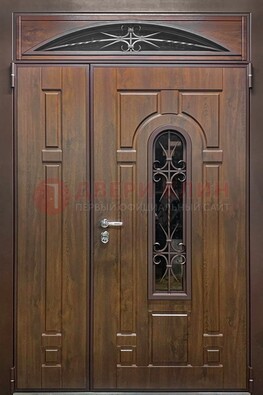 Большая металлическая дверь со стеклом и ковкой ДСК-145 в Севастополе