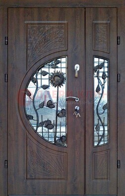 Входная дверь стекло с ковкой и резьбой ДСК-202 в Севастополе